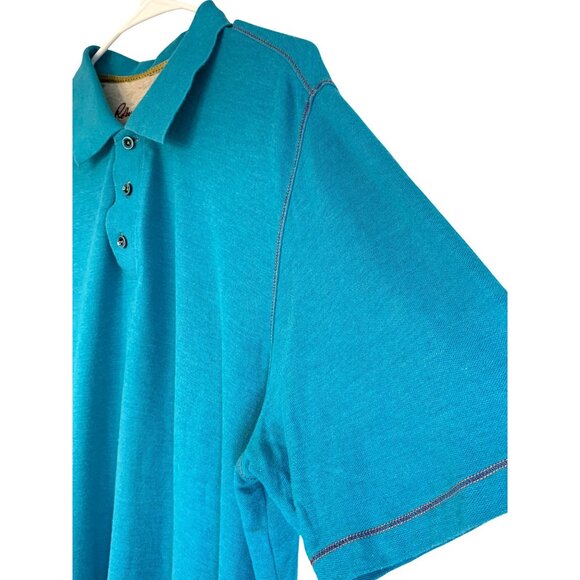 Robert Graham XL Classic Fit Teal Polo Shirt Contrast Accent RN10527 Vacay - Picture 7 of 10